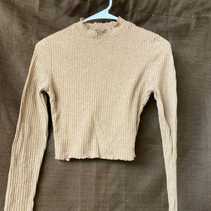 Shein Brown Turtle Neck Crop Top